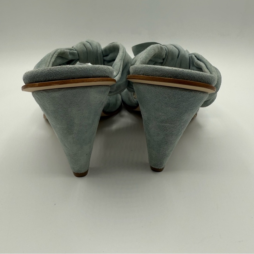 Ann Klein Collection Blue Suede Knot Mules Elegant Slip On Open Toes Sandals - Picture 7 of 12